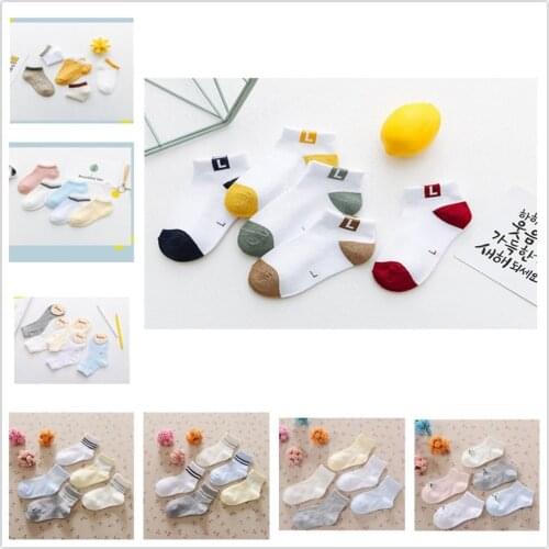 1-12Years Children Summer Socks Mesh Breathable Cool Baby Boys Sport Sock 5pairs/Lot Cotton Girls Ankle Hose Anklets Kids Sox