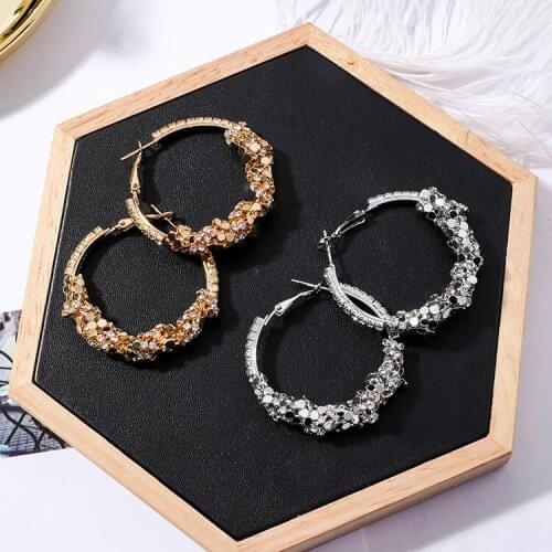 2021 New Fashion jewelry Personalized wild trend temperament earrings Crystal from Swarovskis 2 Colors Fit Women and female