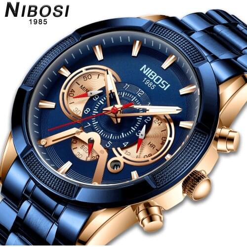 NIBOSI 2020 New mens watches luxury fashion quartz wrist watch men waterproof Army Military clock male steel Relogio Masculino