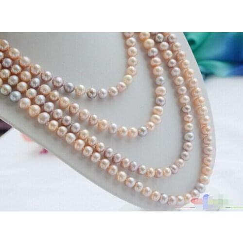 100" 9mm NATURE LAVENDER PINK ROUND freshwater pearl necklace