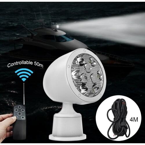 12V LED Searchlight 50M Remote Control 340 Degree Rotate Spotlight For Boat Marine Truck Off Road SUV Navigation Lights