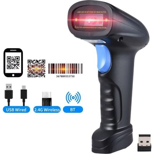 Handheld 2.4G Wireless 1D/2D/QR Barcode Scanner Bar Code Reader with USB Receiver 4000 Code Capacity for POS PC Android IOS