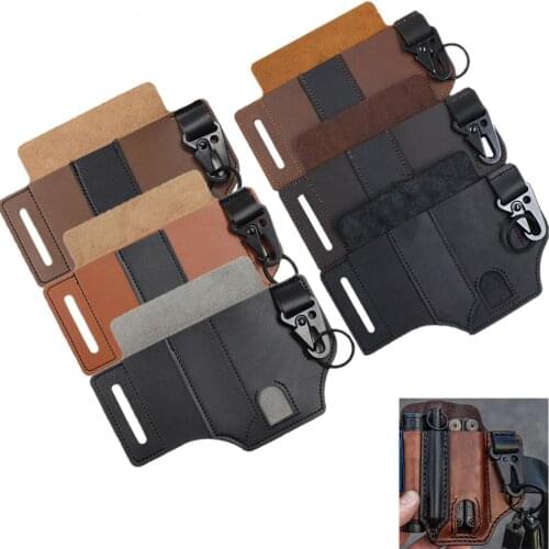 Tactical Leather Sheath Multitool Sheath Portable EDC Pocket Organizer For Belt And Flashlight Camping Hunting Outdoor Tool