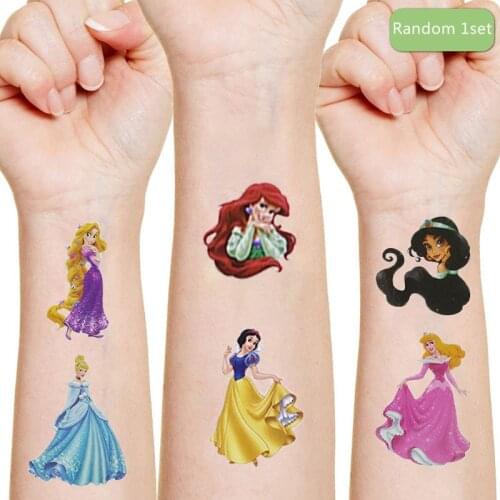 Disney Princess Tattoo Sticker Childrens Birthday Party Decoration Mermaid Sticker Action Figure Sticker Cartoon Kids Gift