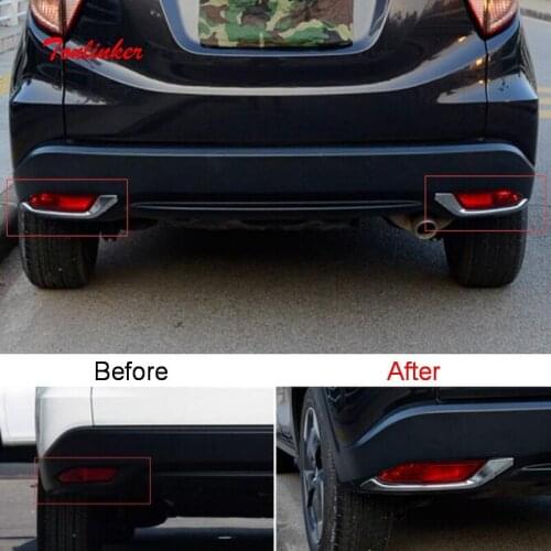 Tonlinker Exterior Rear Foglight Cover case Stickers for HONDA VEZEL HRV 2014-19 Car Styling 2 PCS ABS Chrome Cover stickers