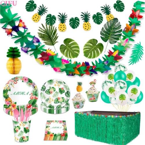 Tropical Party Hawaii Beach Flowers Hawaiian Party Decorations Birthday Party Green Decor Jungle Party Set Wedding Decor Summer