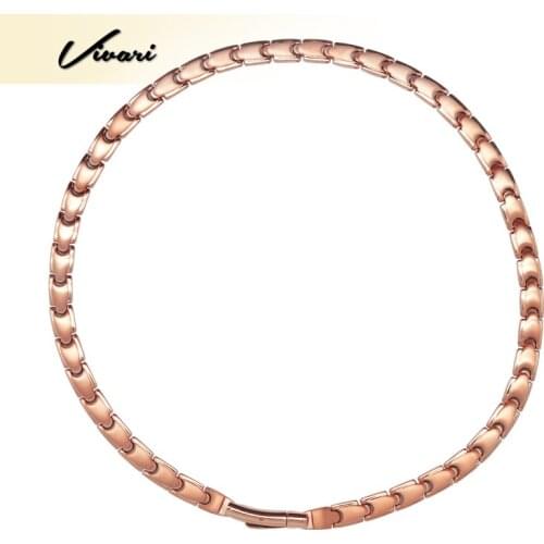 Vivari Noble Health Titanium Long Necklace For Women 44Pcs 99.999% Solid Pure Germanium Rose Gold Color Worm Chain Link Trinket