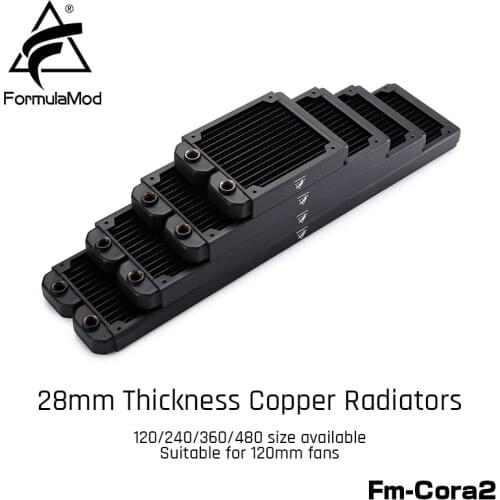 FormulaMod Fm-CoRa2 28mm Thickness Copper Radiator 120/240/360/480 Black Suitable For 120 Fans