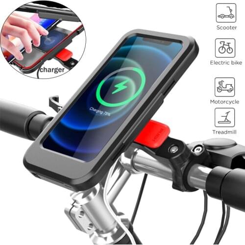 15W Qi Wireless Charger Bicycle Holder Bag For 6.7 inch Mobile Phone Motorcycle Bike Support USB Fast Charging Waterproof Cases