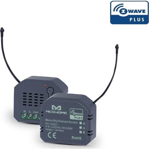 Z-Wave Micro Dry Contact Switch COM NO NC Wire MCO Home MH-DS221 For Wall Boiler Automatic Door