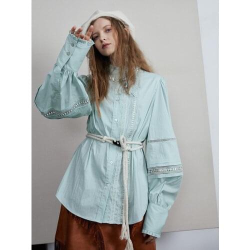 IRINACH446 Fall Winter 2021 Collection Original Design Vintage Embroidered Long Sleeve Shirt Women