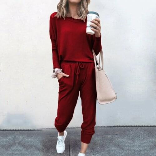 Women Clothes Set Long Sleeve O-Neck Autumn Spring Casual minimalist Solid Lady Tracksuit Streetwear Sweatshirt Pants Sets