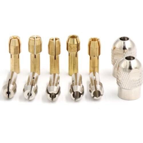 10PCS Electric Grinder Chuck Mini Electric Drill Chuck 0.5-3.2mm Silver/Yellow Color M7/M8 Nuts For Electric Grinder Accessories