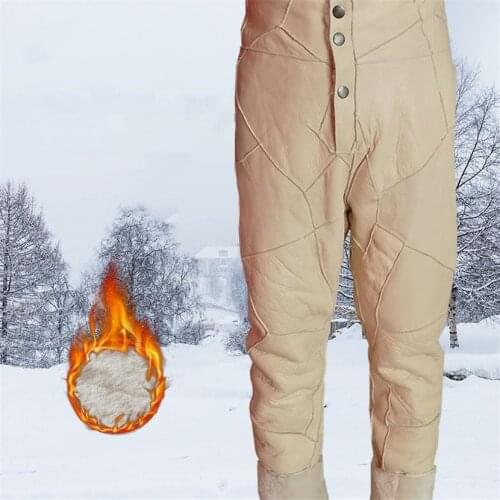 2020 Winter Sheep Shearing Double-faced Fur Middle-aged Elderly Leather Trousers Men Women Wool Liner Large Size Cotton Pants