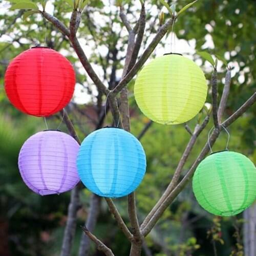 30CM Solar Lights for Garden Decoration Cloth Chinese Lantern Outdoors Waterproof Fairy Light New Year/Party/Wedding Decor