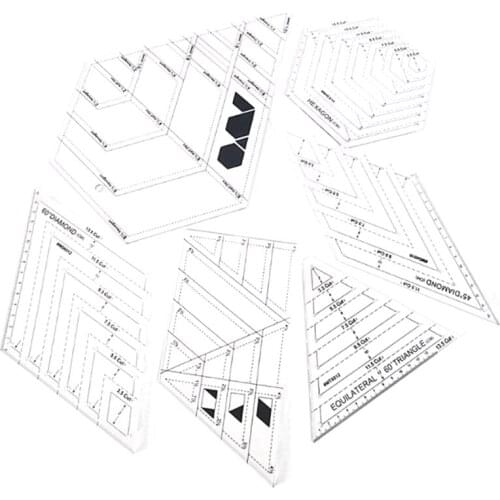 6Pcs Quilting Ruler Sewing Patchwork Templates Tailor Cutting Cloth Tool, Patchwork Ruler Tool