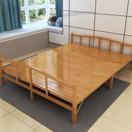 Bamboo Bed Folding Bed Single Double Bed Lunch Break Nap Simple Household 1.2 Meter Cold Bed Economic Bamboo Hard Board Bed