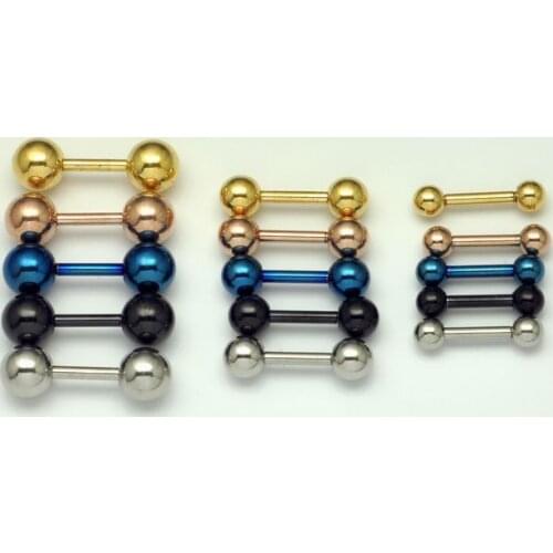 Free shipping 3,4,5mm ball mix 3 sizes 5 colors 90pcs body piercing jewelry mix lots tongue rings anodized colors