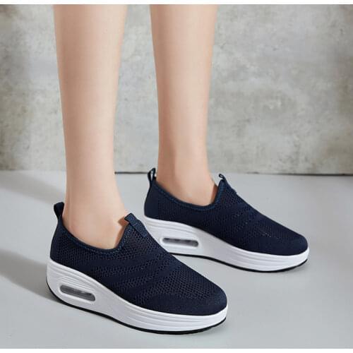 Spring Autumn Womens Swing Shoes Mesh Woman Loafers Flat Platforms Female Shoe Wedges Ladies Shoes Height Increasing Sneakers