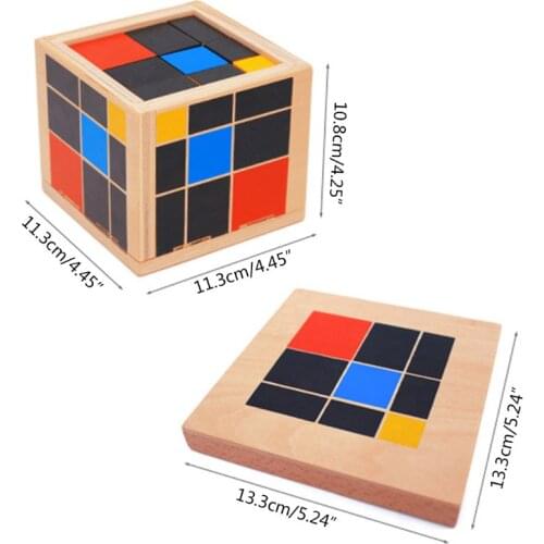 Early Learning Educational Toys Montessori Wooden Trinomial Cube for Toddlers Preschool Training Learning Toys Great Gift