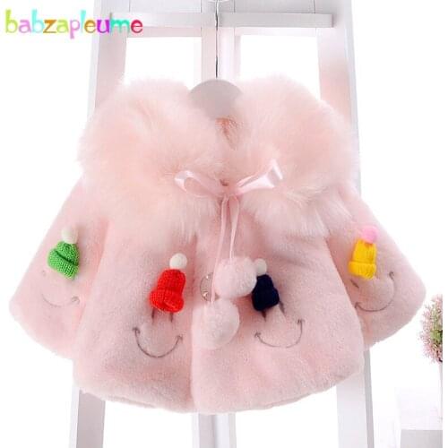 1-3Years/Autumn Winter Kids Clothes Infant Jacket Fake Fur Baby Girls Coats Warm Cute Shawl Cloak Childrens Outerwear BC1533
