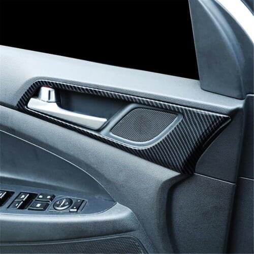 For Hyundai Tucson 2015 2016 2017 2018 2019 2020 ABS Carbon Fibre Car styling Door Handle Bowl Cover Covers Interior Decoration