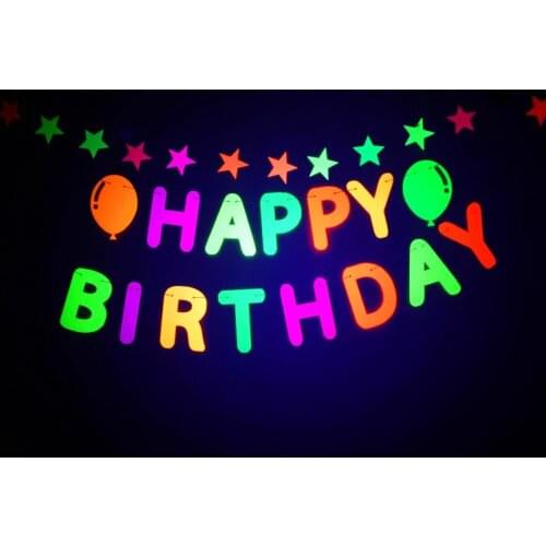 3M HAPPY BIRTHDAY Banner Fluorescent Birthday Party Flag-raising Birthday Party Pull Flower Fluorescent Party Decoration