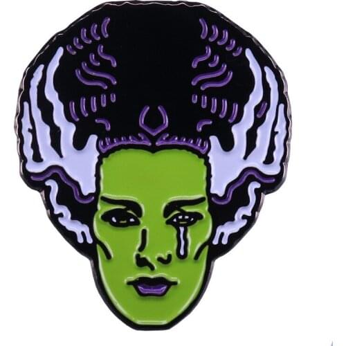 HOSENG Frankensteins Bride Badge Horror Movie Queen Green Halloween Brooch Alloy Jewelry Enamel Pin Gift HS_437