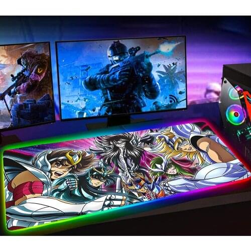 RGB Saint Seiya Anime XL Mausepad Gaming Accessories Mouse Pad 90x30 Mousepad Keyboard Pad Mause Pad No-slip with Backlit 60x30
