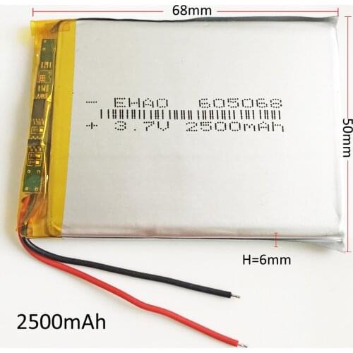 3.7V 2500mAh Lithium Polymer Li-Po Rechargeable Battery For Power Bank Tablet PC Notebook 7" 9" PAD 605068