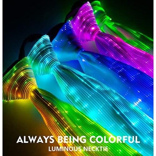 Fashion Light Up Ties Men Led Luminous Fiber Optic Flashing Novelties Necktie Party Decoration