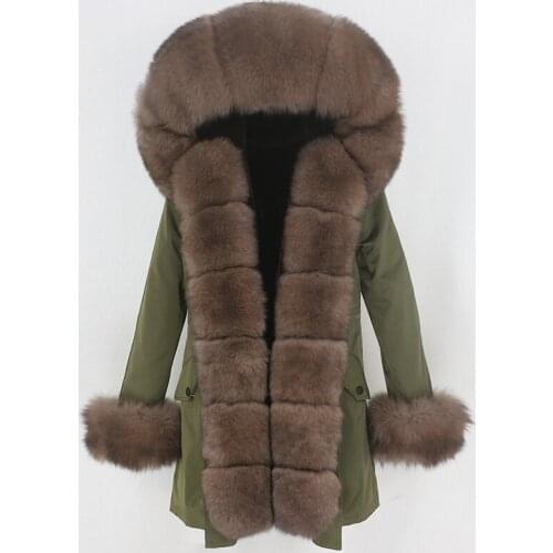 MENINA BONITA Waterproof Long Parka Winter Jacket Women Real Fur Coat Natural Fox Fur Collar Hood Warm Streetwear Detachable New