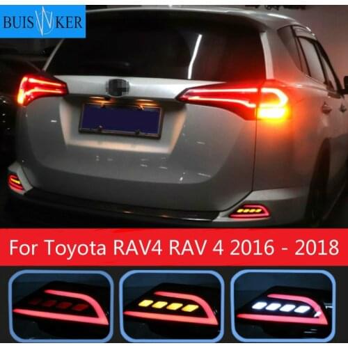 For Toyota RAV4 RAV 4 2016 - 2018 Multi-functions LED Rear Bumper Light Fog Lamp Brake Light Dynamic Turn Signal Reverse Light