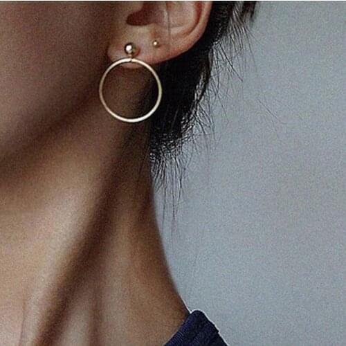 Fashion Cteative Goud Kleur Geometrische Ronde Grote Kralen Stud Oorbellen Beste Cadeau Voor Oorbel Girl