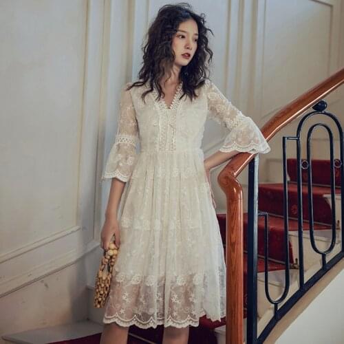 Fashion women new arrival lace perspective formal dress casual outdoor vintage party high quality holiday cute a-line dress