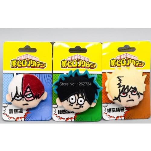 My Hero Academia Bakugou Katsuki Todoroki Shoto Midoriya Izuku 4CM Plush Brooch Badge Bag Pins Figure Toy PCXB
