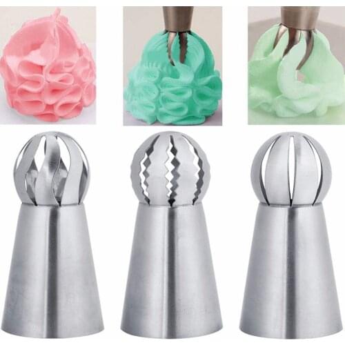 Ball Shape Icing Piping Nozzles Stainless Steel Sphere Cupcake Pastry Cream Tips Fondant Flower Torch Pastry Tube Decoration