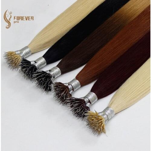 Nano Tip Rings Pre Bonded Human Hair Extensions Real Remy European Straight Micro Beads Hair Pure Color 1g/s 22 Inch 50g/pack