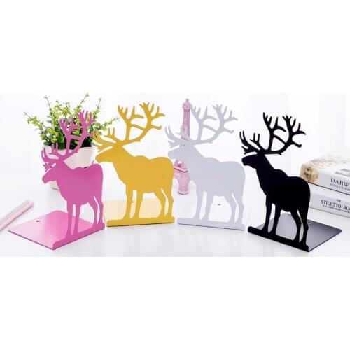 Pattern Nonskid Thickening Iron Metal Bookends Book Organizer for Library School Office Home Study Desk Organizer X3UE