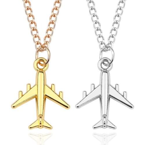 Airplane Charm necklace Aircraft Pendant Necklace Jewelry Girls Christmas Gift silver color and gold color