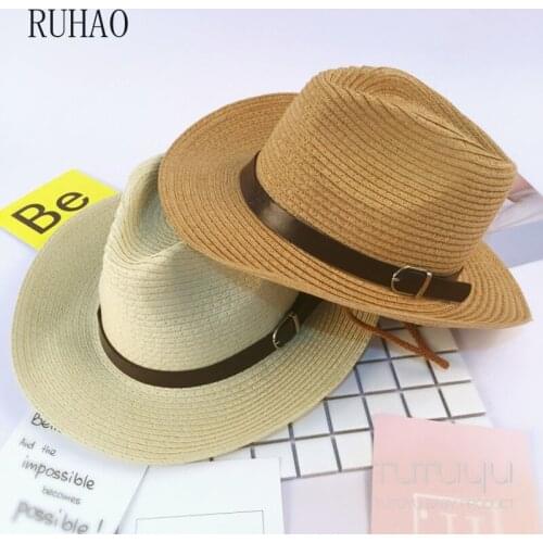 RUHAO Parent-child beach hats Men Panama Straw Hat Summer Beach Western Cowgirl Hat sun hats men visors Cap