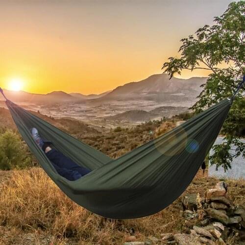 Portable Hammock Nylon Double Person Camping Hammock Swing Outdoor Backpacking Travel Survival Hunting Sleeping Bed Parachute
