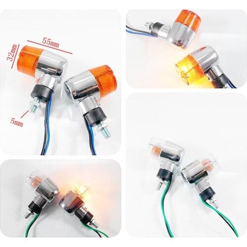 POSSBAY 2 PCS Motorcycle Turn Signal Lights Indicator Lamp Amber Flashers Cafe Racer Turn Lamp 2