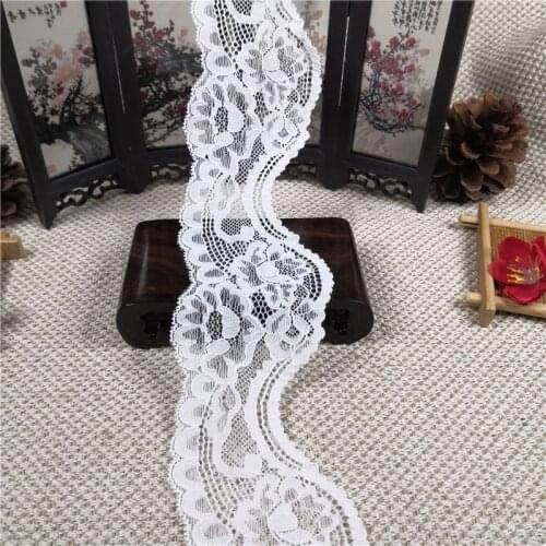 R1276H 6.5cm Spandex Lace Elastic Crafts Sewing Ribbon White Black Stretch Lace Trimming Fabric Knitting Material DIY Garmen