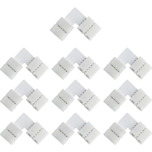 10pcs/lot Led Strip Connector 4pin 10mm L Shape Free Welding Easy install Connector For 5050smd 5630smd 4014smd RGB LED Strip
