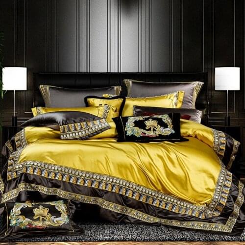 European Court Style Luxury Bedding Set Egypt Cotton Exquisite Embroidery Duvet Cover Sheet Pillowcase King Queen 4/6/8/10 PCS