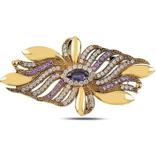 Silverlina Silver Zircon Stone Authentic Brooch