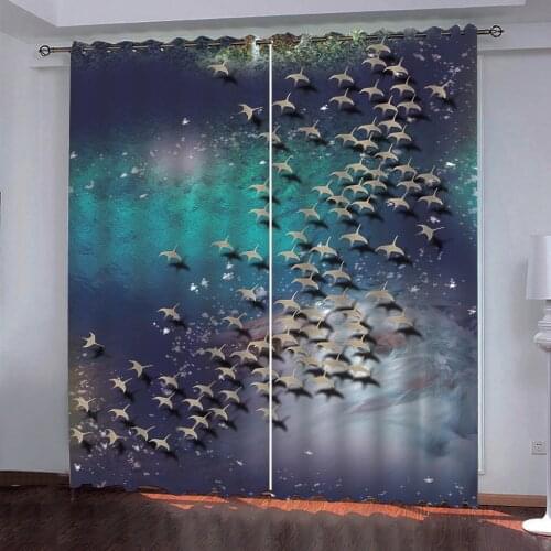 Blue curtains 3D Blackout Curtains For Living room Bedding room Drapes Cotinas para sala blackout curtains