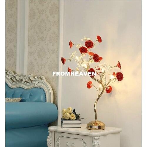 Modern European 100% Crystal Table Lamp Luxury Home Decoration D54cm H75cm Nordic Golden Style Bedroom Bedside Lighting Fixture