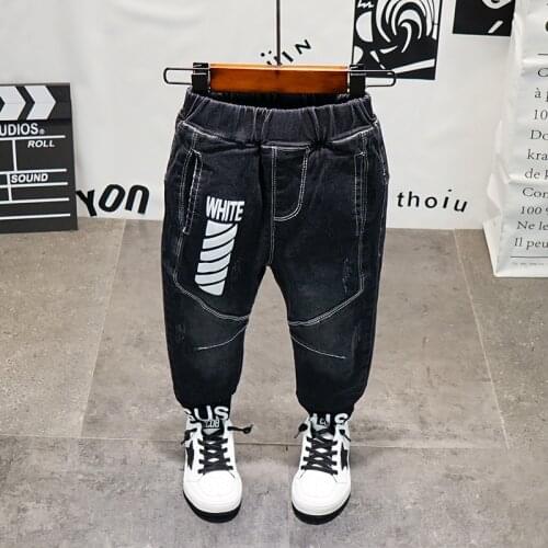 Baby Boys Sports Pants Spring New Water Washing Pants Children Micro elastic Jeans For Kids Fashion Bike Pants